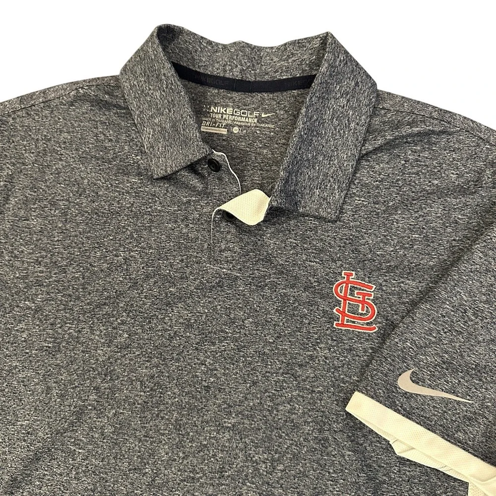 Nike Polo Shirt Mens Large Blue St. Louis Cardinals Dri-FIT Tour‎ Performance